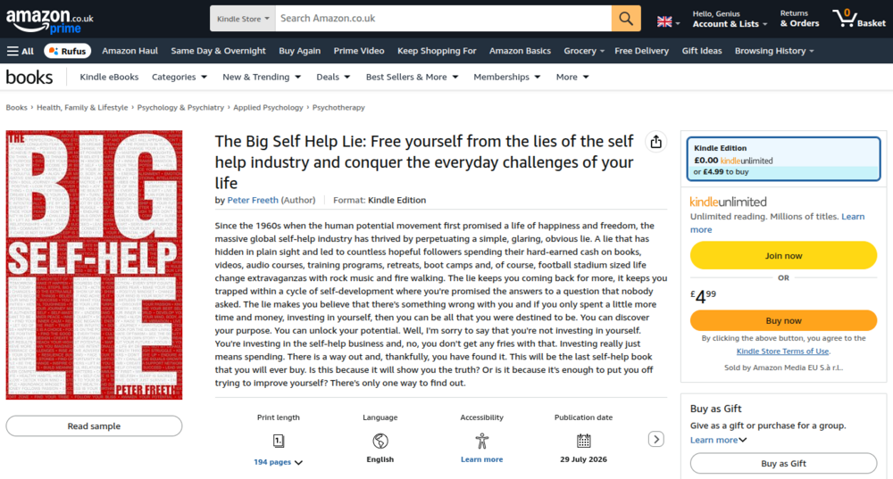 The Big Self Help Lie in Amazon Kindle format