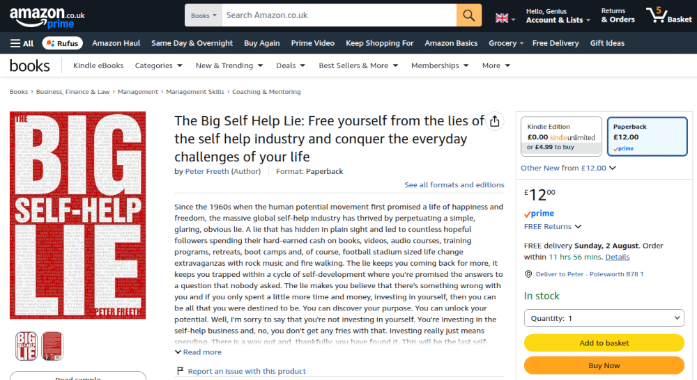 The Big Self Help Lie in Paperback from Amazon